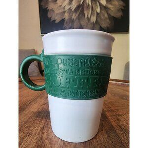 2008 Starbucks Green Silicone Rubber Handle Coffee Cup Tea Mug | 12oz